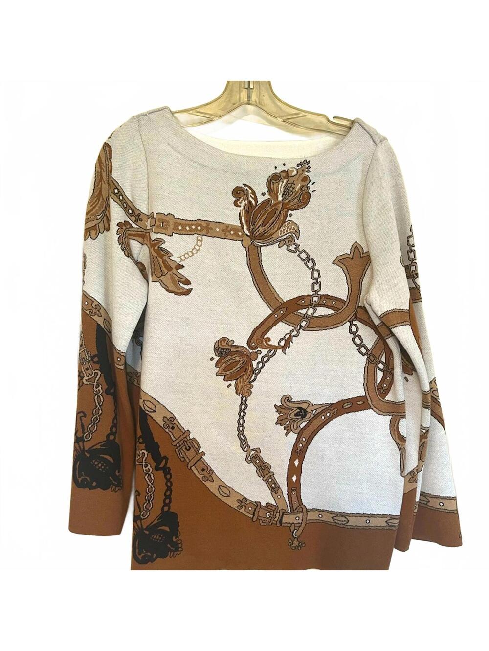 Chico's Beige Brown Knit Sweater Neutral Colorblock Cozy Casual Pullover